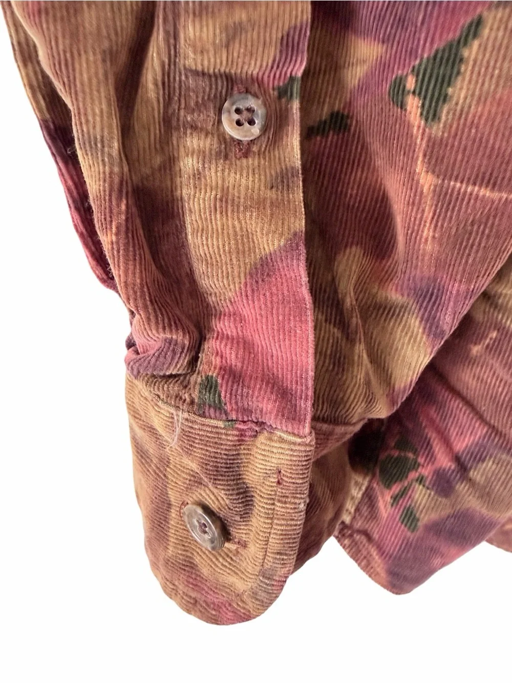 Vintage Banana Republic Safari Travel Corduroy Leaf Print Button Down Shirt L